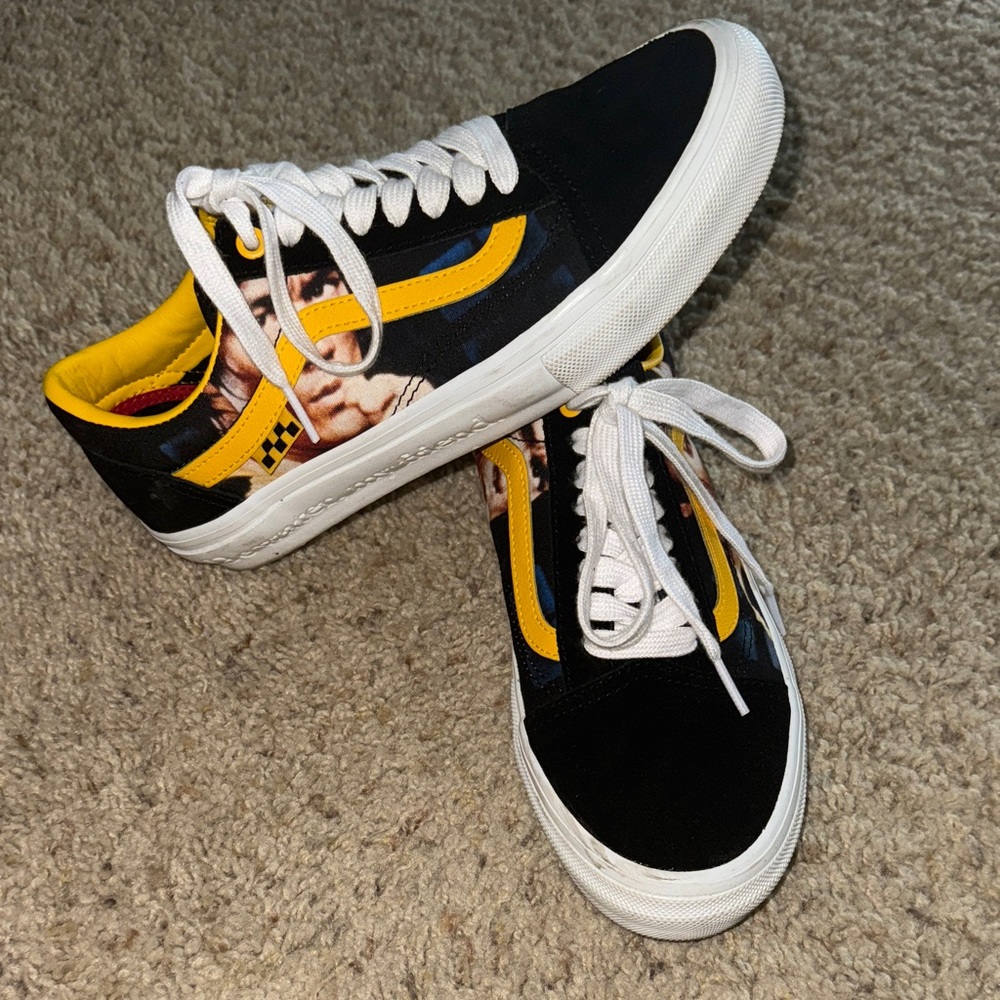Vans Black and Yellow Graphic Sneakers